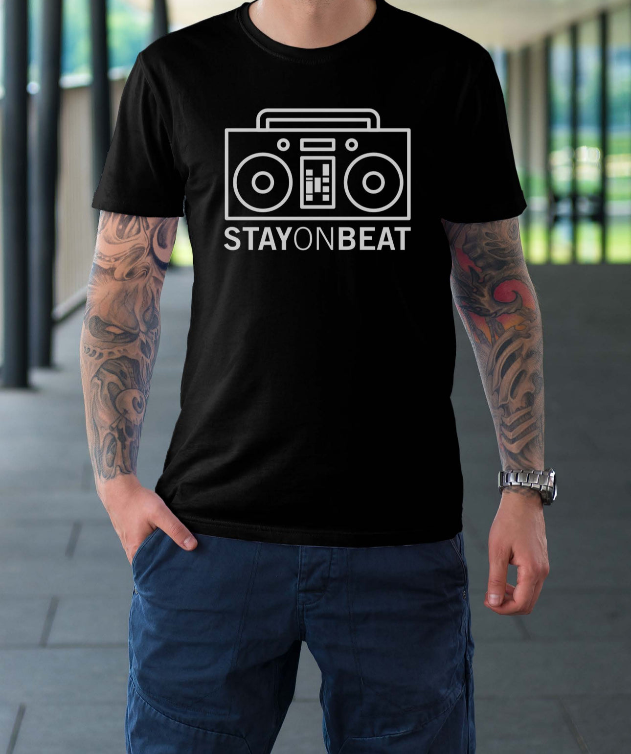 Stay On Beat Boombox Graphic Tee